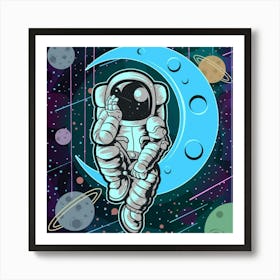 Astronaut In Space Art Print