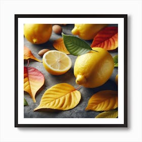 Autumn Leaves And Lemons Art Print