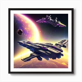 Spaceships In Space Art Print