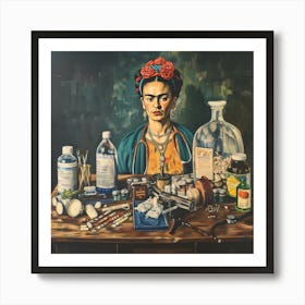 Frida Kahlo With Medications Still Life Art Print