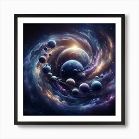 Nebula With Planets Art Print