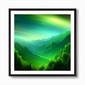 Green Mountain Landscape Art Print