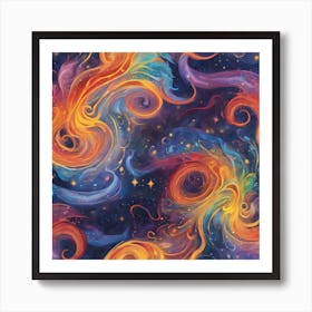 Whimsical Abstract ART Celestial Forms, Vibrant Colors 2 Art Print