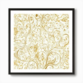 Gold Floral Wallpaper Art Print