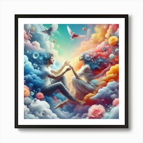 Couple In The Clouds Art Print