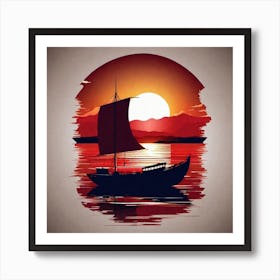 Sailboat At Sunset 15 Art Print
