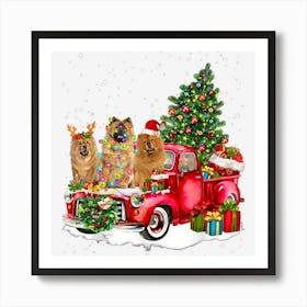 3 Chow Chow Truck Christmas Light Tree Reindeer Santa Xmas 1 Art Print