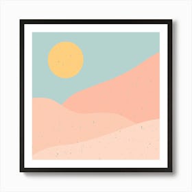 Sunrise Sunset Mountain Abstract Pastel Sunlight Nature Landscape Scenery Digital Art Art Print