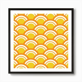 Yellow and Orange Japanese Waves Art Print