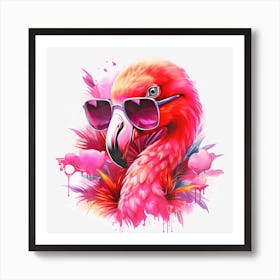 Flamingo In Sunglasses Art Print