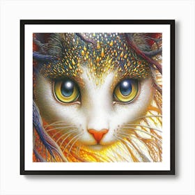 Cat In Flames Art Print