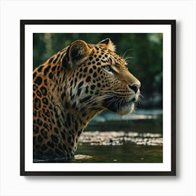 Leopard In Water Art Print