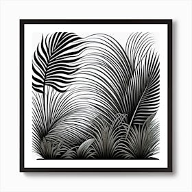 Black And White Tropical Leaves 2 Art Print