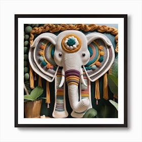 Crochet Elephant Bohemian Wall Art Art Print