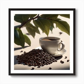 Coffee And Coffee Beans Art Print