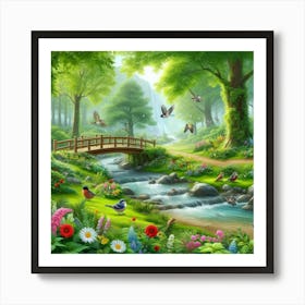 Bridge In The Forest 3 Art Print