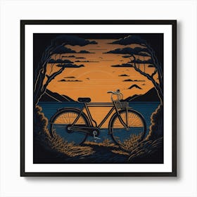 Bicycle At Sunset Art Print