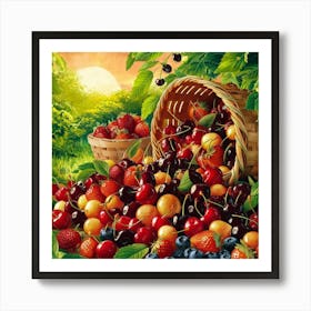 Cherry Basket Art Print