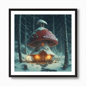 Red mushroom shaped like a hut Art Print