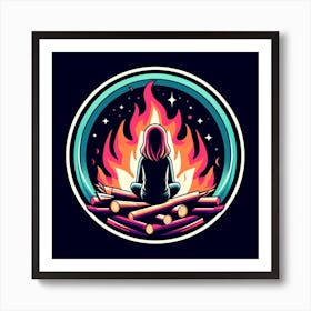 Girl With Fire Art Print