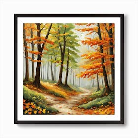 Forest In Autumn In Minimalist Style Square Composition 195 Art Print