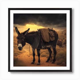 Donkey In The Desert Art Print