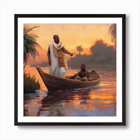 Egyptian Man In Boat 1 Art Print