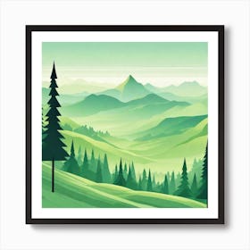 Misty mountains background in green tone 80 Art Print