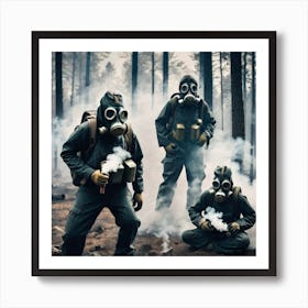 Gas Masks In The Forest 5 Art Print