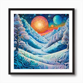 Abstract 4 Seasons Winter Art Print