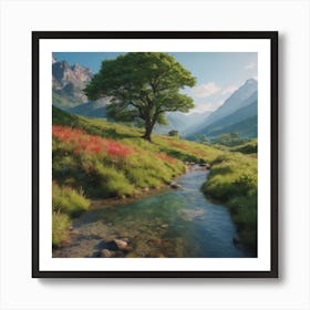 AI-Painted Landscapes" - Picturesque landscapes, from serene countryside scenes to breathtaking mountain vistas Art Print