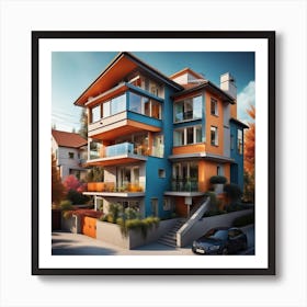 Modern House In Autumn Art Print