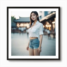 beautiful Asian Girl In Shorts Art Print