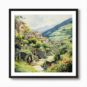 Chromatic Illusions: Italian Landscape's Abstract Dance Art Print