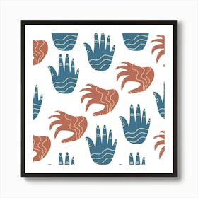 Seamless Pattern With Hands Boho Affiche