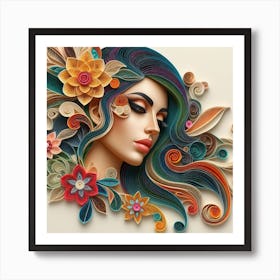 Paper Portrait Of A Woman 1 Art Print