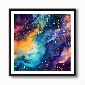 Abstract Watercolor Of Nebula Art Print