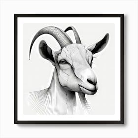 Goat Head - Abstract Line Art Illustration 283 Art Print