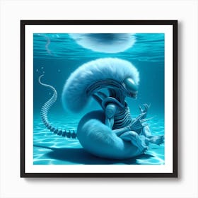 Alien Meditating Under Water 1 Art Print