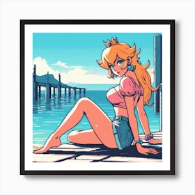 Peach beach season Art Print