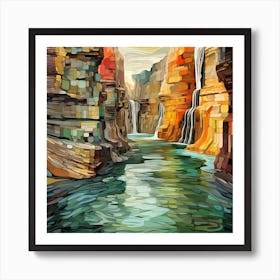 Waterfall In The Canyon Art Print