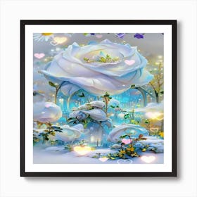 White Rose In The Snow Art Print