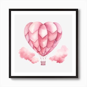 Pink Heart Hot Air Balloon Art Print