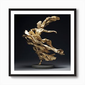 Golden Motion Abstract Art Print