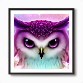 Owl With Flowers 14 Art Print