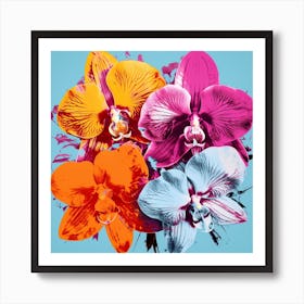 Andy Warhol Style Pop Art Flowers Orchid 4 Square Art Print