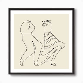 Groovy Cats Square Art Print