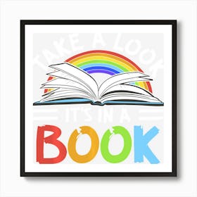 Love Reading Love Rainbows Gift Retro Rainbow Art Print