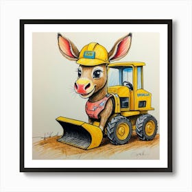 Donkey With Bulldozer Art Print