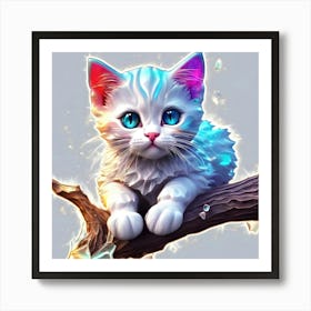 Cute Kitten On A Branch 3 Art Print